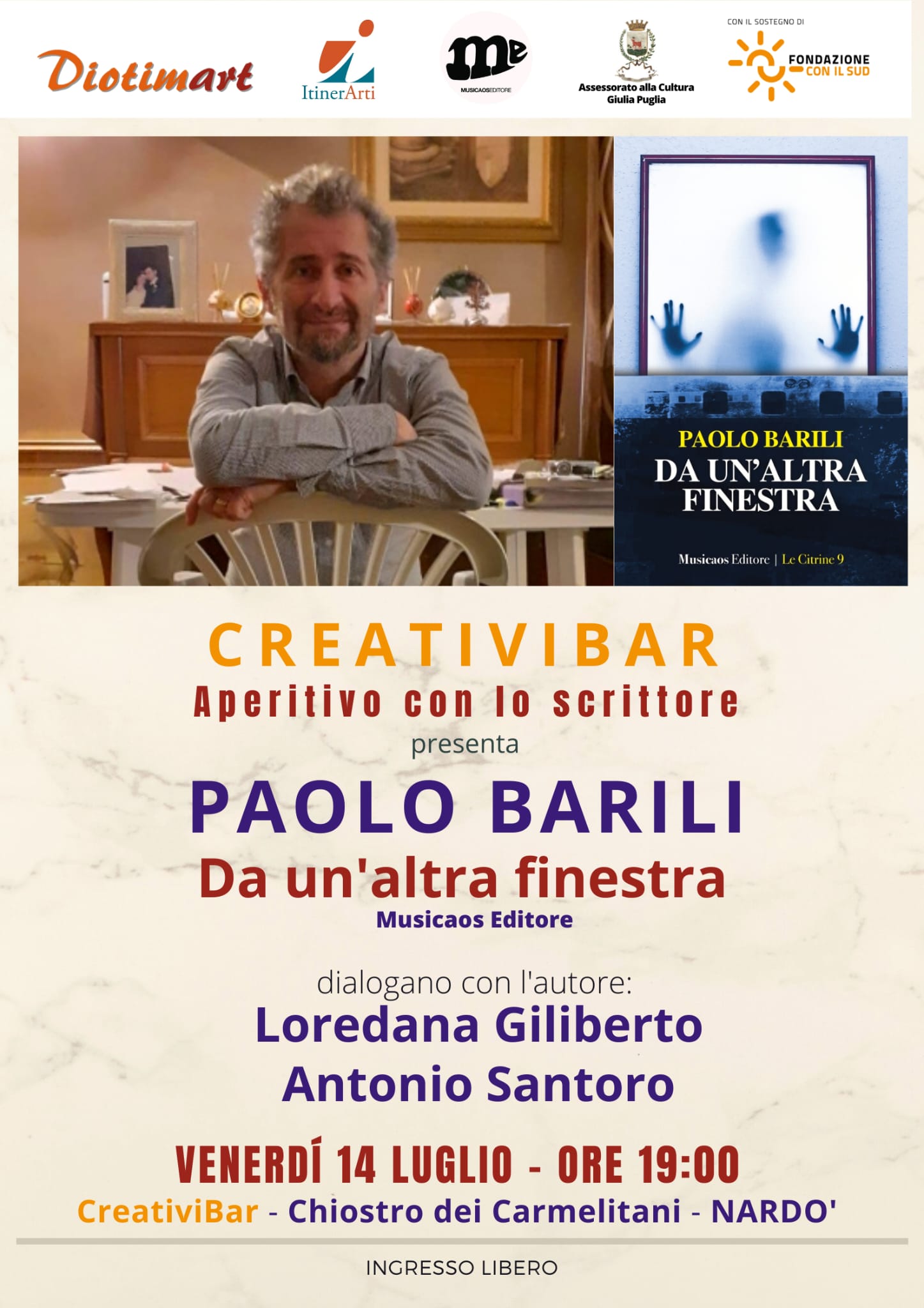 NEL CHIOSTRO DEI CARMELITANI LA PRESENTAZIONE DEL LIBRO DI PAOLO BARILI